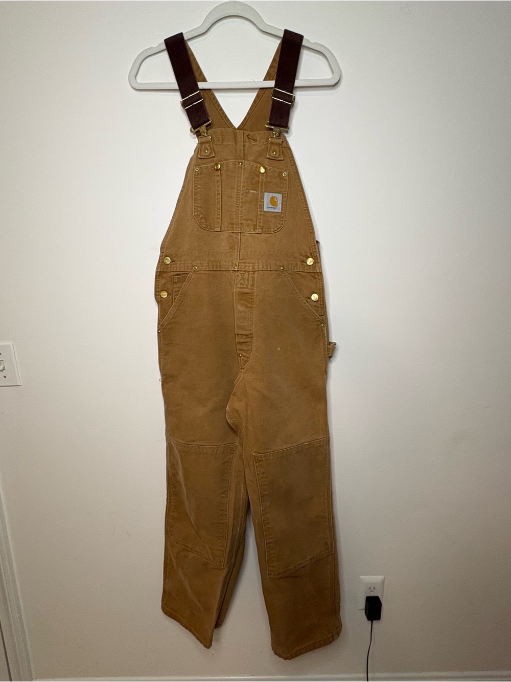 Vintage Carhartt Duck Bib Overalls Tan Canvas 32x30